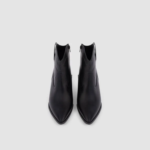 Bottines Rio Poema Paris, chaussures en cuir noir pour femme, style chic et éthique.