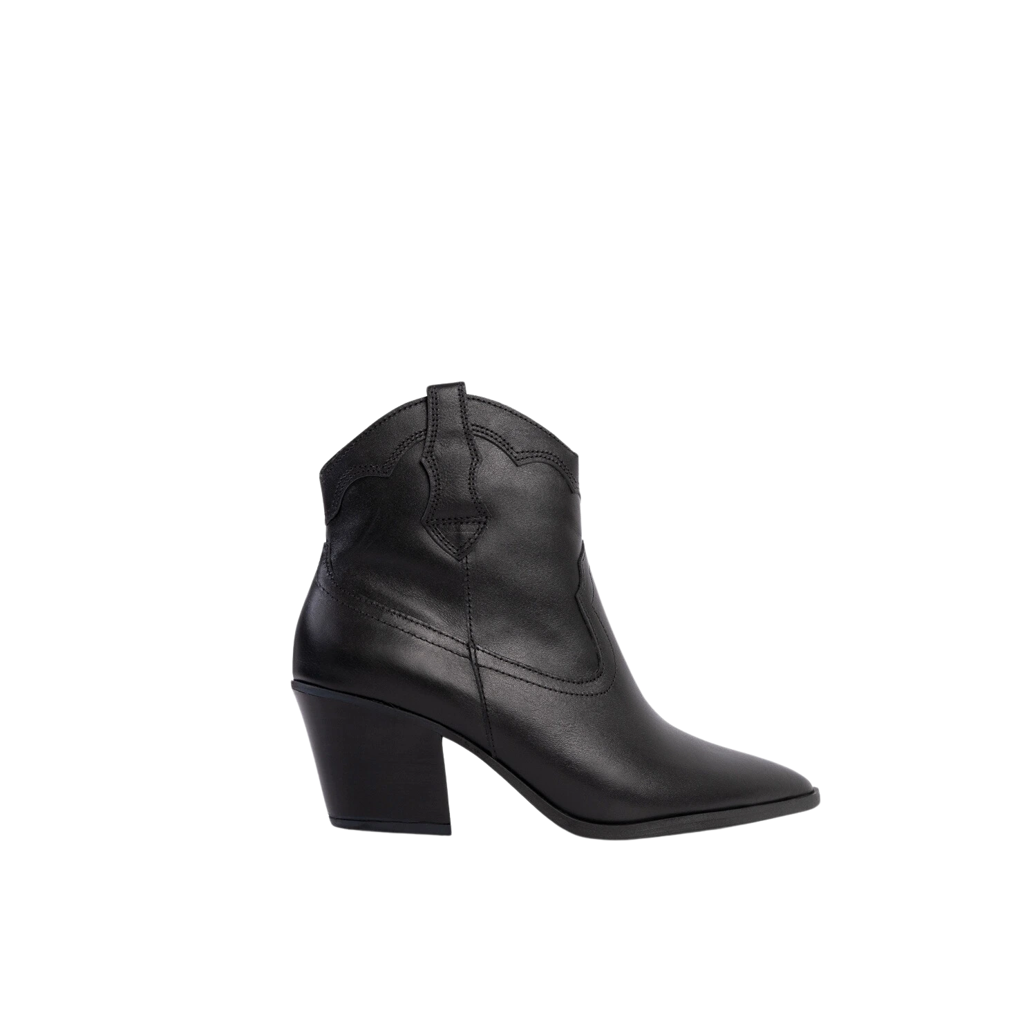 Bottines Rio en cuir noir pour femme, style cowboy chic, écoresponsables, Poema Paris.