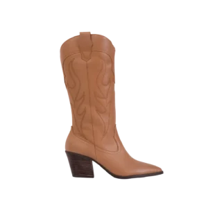 Bottes Santiags Texas Dallas en marron clair de Poema Paris, élégantes et conçues en cuir éco-responsable.