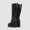 Bottes Hong Kong Poema Paris en cuir noir, un design chic et polyvalent pour s'adapter à toutes les occasions, avec une silhouette montante et un talon épais.