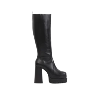 Bottes Hong Kong en cuir noir Poema Paris, au design sophistiqué et confortable, pour un look moderne et audacieux.