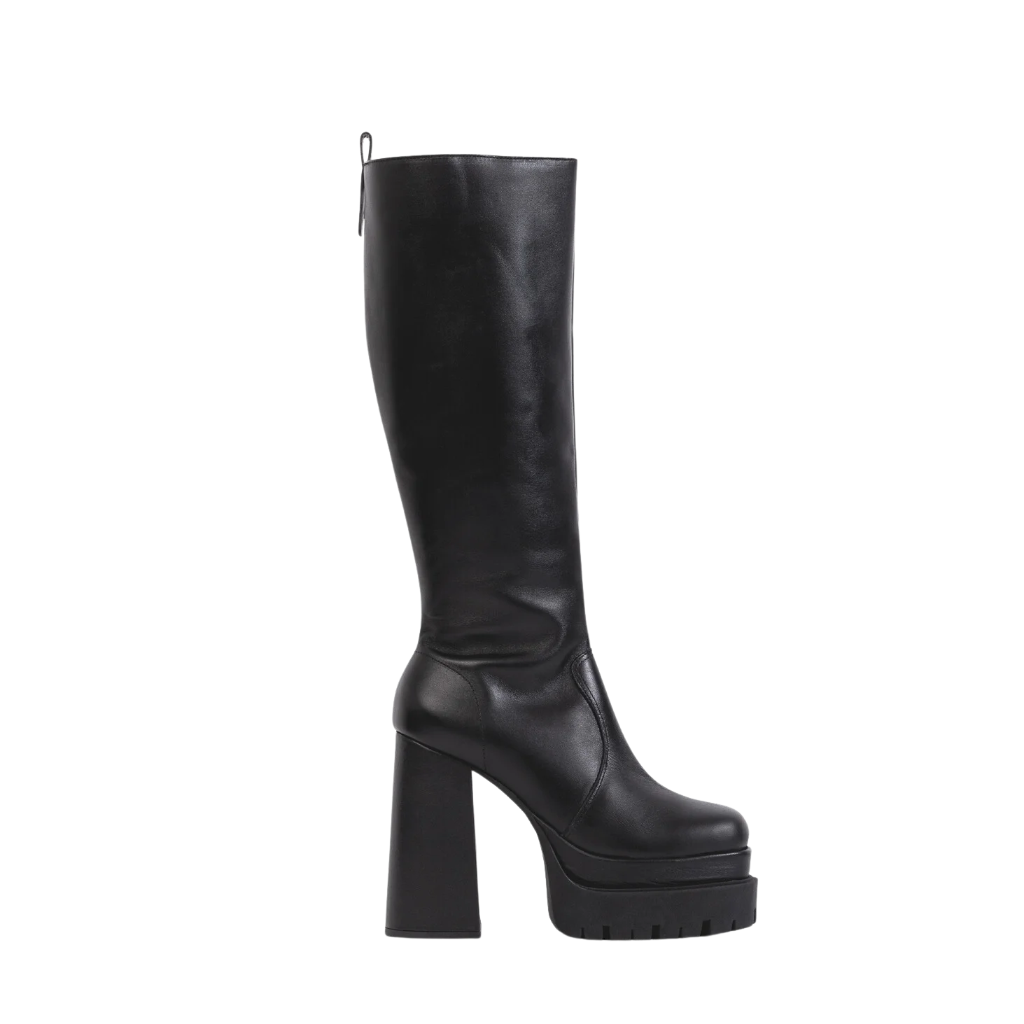 Bottes Hong Kong en cuir noir Poema Paris, au design sophistiqué et confortable, pour un look moderne et audacieux.